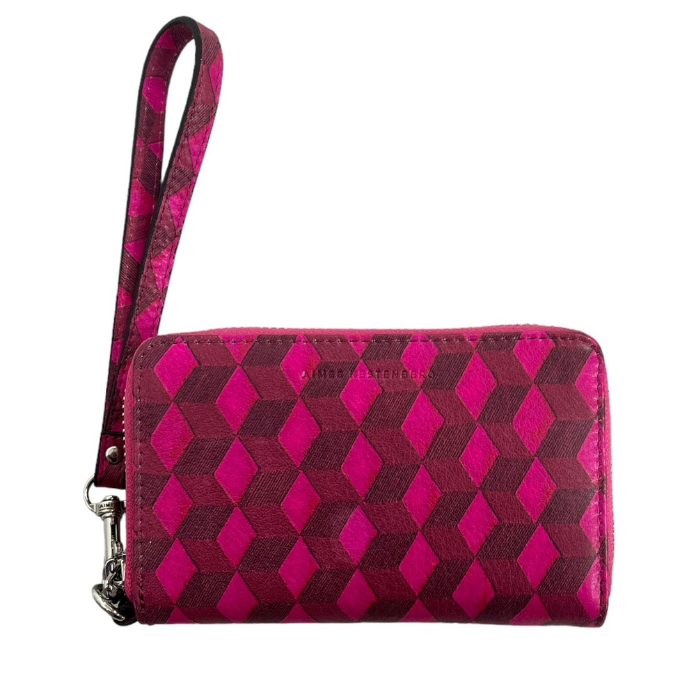 Aimee Kestenberg Pink and Burgundy Geometric Wristlet Wallet